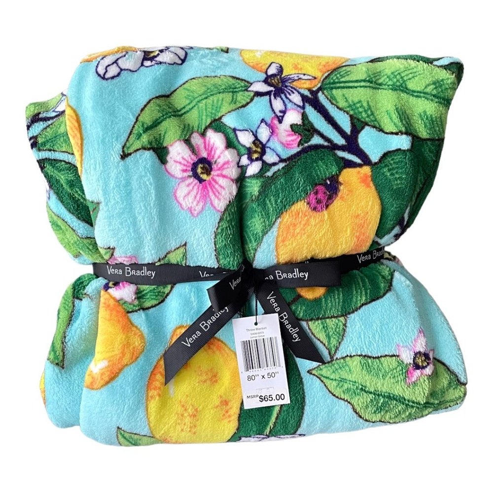 Vera Bradley Lemon Grove Plush Throw Blanket